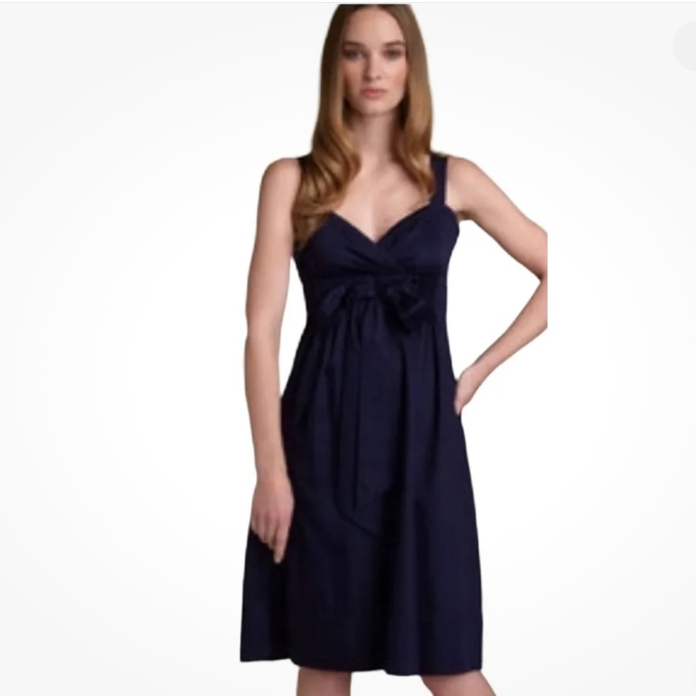 Diane von Furstenberg black midi dress size 6 tie cotton blend great con…
